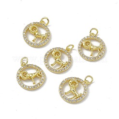 Echte 18 Karat vergoldete Messing Micro Pave klare Zirkonia Anhänger&nbsp;KK-E068-VB409-1