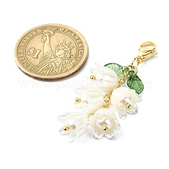 Decorazioni pendenti in plastica imitazione perla con fiori in ABS&nbsp;HJEW-TA00111