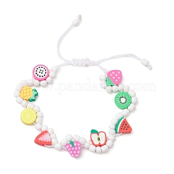 Handgemachte Armbänder aus Polymerton und Glasperlen mit gemischtem Obstmotiv&nbsp;BJEW-JB12043