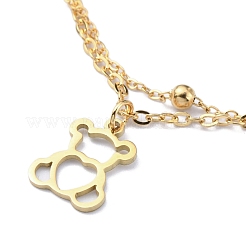 Braccialetti con ciondolo a forma di orso in acciaio inossidabile 304 per donna&nbsp;BJEW-E092-06G