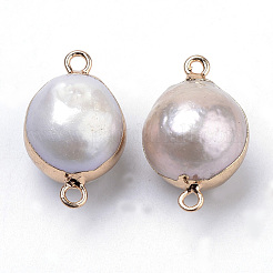 Plattierte natürliche Barockperle Keshi Perle Verbinder Verbinder&nbsp;PEAR-S012-06G