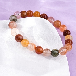 Natürliche rote Quarz-Stretch-Armbänder mit runden Perlen für Männer und Frauen&nbsp;BJEW-G743-01D