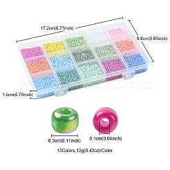 180g 15 Farben Backfarbe K9 Glas Saatperlen Perlen&nbsp;SEED-FS0001-09