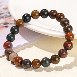 Braccialetti elasticizzati rotondi da donna in agata verde naturale dell'oceano&nbsp;PW-WG91270-02