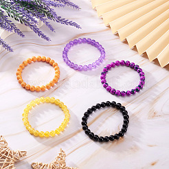 5 Farben Halloween Glasperlen Perlen Stretch Armband Sets&nbsp;BJEW-TAC0026
