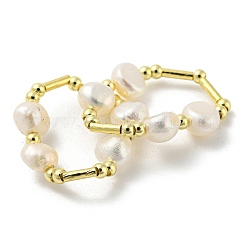 Stretch-Fingerring aus Messing und Naturperlen&nbsp;RJEW-H220-44G