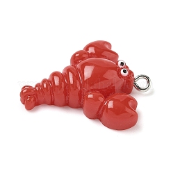 Pendenti a forma di aragosta in resina opaca&nbsp;X-RESI-K023-04
