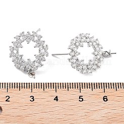 Ohrstecker-Beschläge aus rhodiniertem Sterlingsilber mit Zirkonia in Donut-Form&nbsp;EJEW-B038-16P