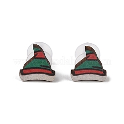 Ohrstecker aus Holz mit Weihnachtsmotiv&nbsp;EJEW-U016-06P-03