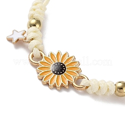 Sonnenblumenlegierung Emaille Charms geflochtene Armbänder&nbsp;LS-BJEW-A016-01A