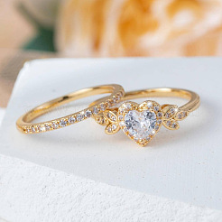 Fingerring-Sets aus einer Legierung mit Mikropavé-Fassung aus Zirkonia für Damen&nbsp;FS-WGC007F-02