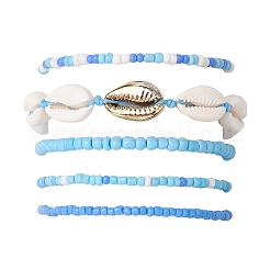 5 Stück Armbandset aus Glasperlen in 4 Stilen und 1 Muschelperlenarmbänder&nbsp;BJEW-TA00587-03