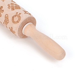 Chaussettes de canne de Noël rouleaux à pâtisserie en bois&nbsp;DIY-E034-10B