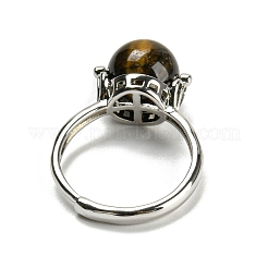 Runde verstellbare Ringe mit gemischten natürlichen und synthetischen Edelsteinen&nbsp;RJEW-G290-02P