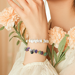 2 Stück 2 Stile natürliche Edelsteinperlen Armbänder für Frauen&nbsp;BJEW-HY0001-26