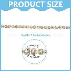 1 Yard florale Legierung & Strass Hotfix Harz Strasse&nbsp;AJEW-HY0003-61
