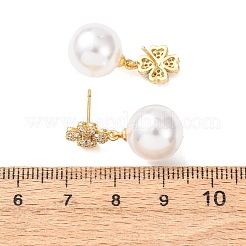 Orecchini pendenti in zircone chiaro con micro pavè di zirconi in ottone&nbsp;EJEW-Z164-31G