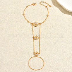 Stern-Mond-Armbänder aus Messing mit Mikropavé-Fassung und klaren Zirkonia für Damen&nbsp;KH7089