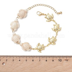 Armbänder aus synthetischem Türkis und Gliederkette aus Edelstahl 304 für Damen&nbsp;BJEW-JB13507