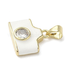 Breloques d'appareil photo en laiton micro pavé de zircones cubiques émaillées&nbsp;KK-L248-16G