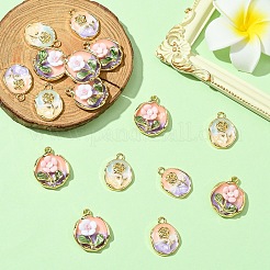 16 pièces 4 styles pendentifs en émail en alliage de placage de rack&nbsp;ENAM-YW0005-70