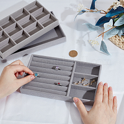 3 Stück 3 Stile Rechteck Holz mit Samt überzogen Schmuck Schmuck Display Tabletts&nbsp;AJEW-SP0004-64B-01