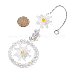 Decorazioni pendenti con perline di vetro a forma di fiore&nbsp;HJEW-TA00248