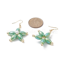 Aretes colgantes de flores con perlas de vidrio y hematites sintético&nbsp;EJEW-JE05251