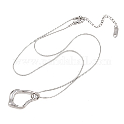Colliers pour femmes avec pendentif en forme de larme irrégulière creuse en acier inoxydable 304 et chaîne serpent ronde&nbsp;NJEW-G188-01P