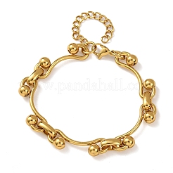 Pulseras de cadena de eslabones curvos de acero inoxidable 304 para mujer&nbsp;BJEW-F536-15G