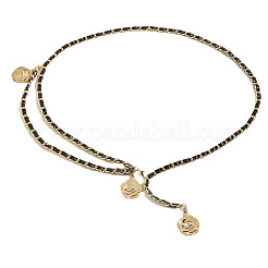 Cinturones de cadena de aleación con dije de flor de cuero sintético para mujer&nbsp;FS-WGDE2E1-01