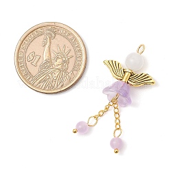 8 pendentif ange en jade malaisien teinté naturel et perles de verre&nbsp;PALLOY-JF03986