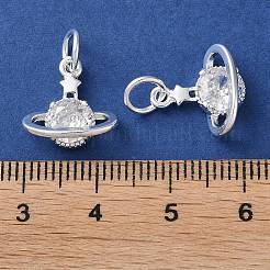 Placage de crémaillère en laiton micro pavé breloques en zircone cubique claire&nbsp;KK-D097-03S