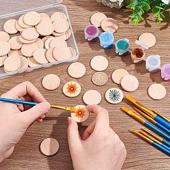 50 Stück unbehandelte Cabochons aus natürlichem Buchenholz&nbsp;WOOD-HY0001-01