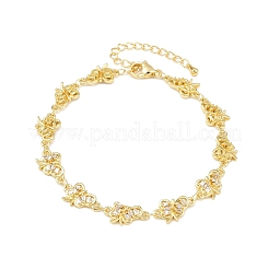 Messing-Gliederkettenarmbänder mit Mikropflaster und klarem Zirkonia für Damen&nbsp;BJEW-A090-10E-G