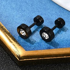 Flache runde Ohrstecker mit Kristall-Strass&nbsp;EJEW-H105-21EB-B