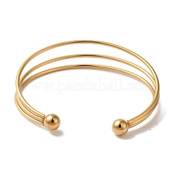 Bracelets manchettes ouverts en acier inoxydable 304 avec placage ionique (IP)&nbsp;BJEW-Z071-04G