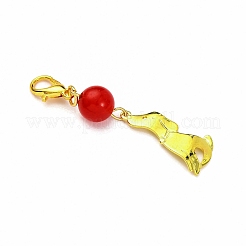 6 colgante decorativo de cachorro de latón.&nbsp;HJEW-JM04364