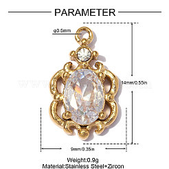 Anhänger aus Edelstahl 304 mit klaren Zirkonia im Pavé-Fassung&nbsp;CU-OY001-38G