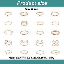2 Satz 2 Stile Kunststoff-Imitationsperlen offene Manschettenringe Set&nbsp;RJEW-AN0001-07