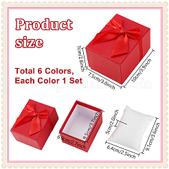 6 Satz 6 Farben Schleife Papier Schmuck Aufbewahrungsboxen mit Kissen innen für Uhren Armbänder&nbsp;CON-PH0003-23