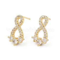 Boucles d'oreilles à tige en laiton micro pavées de zircones cubiques transparentes infinies&nbsp;EJEW-F400-13G
