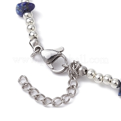 Natürliche blaue Punkt-Jaspis- und Legierungs-Sternanhänger-Latzhalskette mit Chips-Perlenketten&nbsp;NJEW-JN04512-01