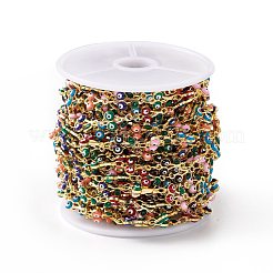 Ciliegia smaltata in ottone ecologico fatta a mano con catena a maglie malocchio&nbsp;CHC-E025-26G