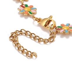 Gänseblümchen-Gliederkette aus Emaille&nbsp;NJEW-P220-01G-04