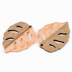 Pendentifs en résine transparente et bois de noyer&nbsp;RESI-S389-003A-B04