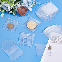 100 Stück 2 Stile staubdichte PVC-Aufbewahrungsumschlagbeutel für Gedenkmünzen für Schmuck&nbsp;ABAG-PH0001-49