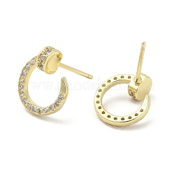 Ohrstecker mit Gestellplattierung aus Messing mit Mikropavé und klaren Zirkonia-Steinen für Damen&nbsp;EJEW-M260-14G