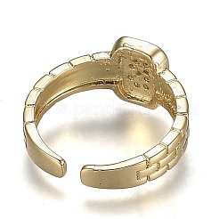 Anelli di polsino in zircone chiaro con micro pavè di ottone&nbsp;RJEW-H538-02G-B