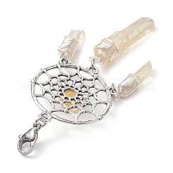 Filet/toile tissé en alliage avec décorations de pendentifs en quartz jaune naturel&nbsp;HJEW-TA00194-01